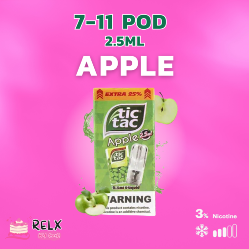 Tictac Apple ลูกอมรสแอปเปิ้ล หอมตัวแอปเปิ้ล ให้ความหวานเย็น สดชื่นทุกคำ ใช้กับเครื่อง JUES , RELX Infinity , INFY ได้ ความจุ 2.5 มล. NIC 3%