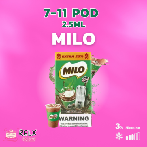 Milo ไมโล หอมเหมือนได้ดื่มนำไมโลชง อร่อย สูบได้เพลินๆ ใช้กับเครื่อง JUES , RELX Infinity , INFY ได้ ความจุ 2.5 มล. NIC 3%